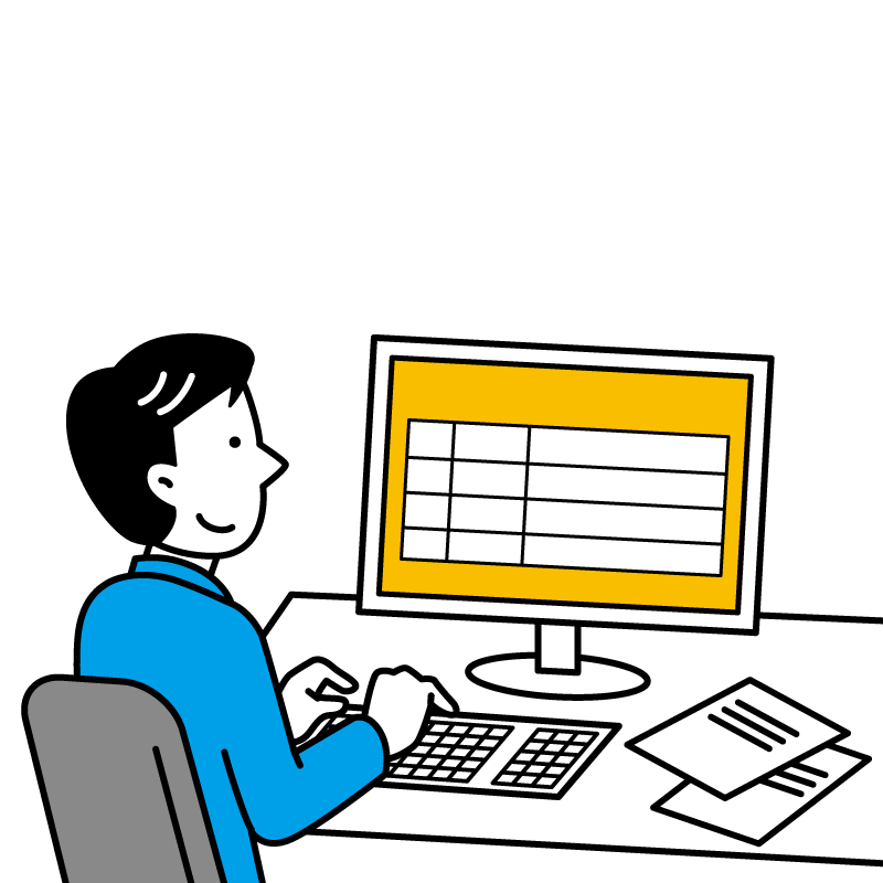 パソコンで作業するスタッフのイラスト